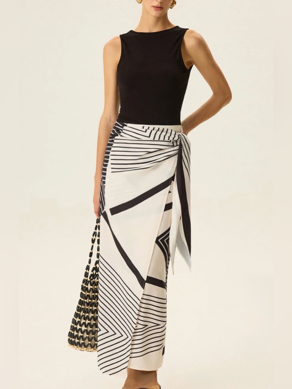 Commense | Wrap Skirt Geometric Pattern